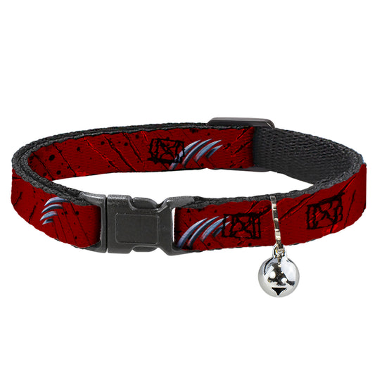 Cat Collar Breakaway - A NIGHTMARE ON ELM STREET Freddy's Hand Scratching Reds Black Gray