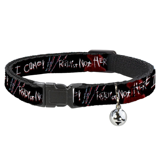 Cat Collar Breakaway - A Nightmare on Elm Street READY OR NOT HERE I COME Freddy Silhouette Black Reds White