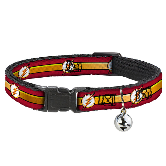 Cat Collar Breakaway - The Flash Logo Stripe Burgundy Gold