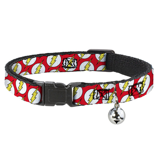 Cat Collar Breakaway - Flash Logo Scattered Red White Yellow