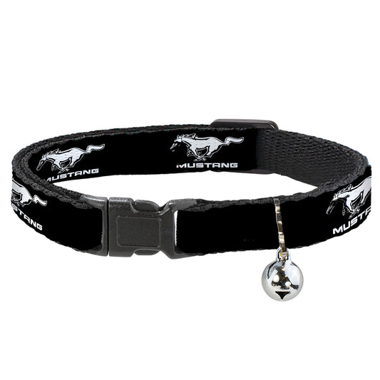 Cat Collar Breakaway - Ford Mustang Black White Logo REPEAT