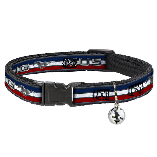 Cat Collar Breakaway - Mustang Text w Tri-Bar Stripe
