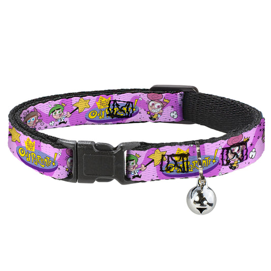 Breakaway Cat Collar with Bell - THE FAIRLY ODDPARENTS Timmy with Cosmo and Wanda Group Pose Pinks