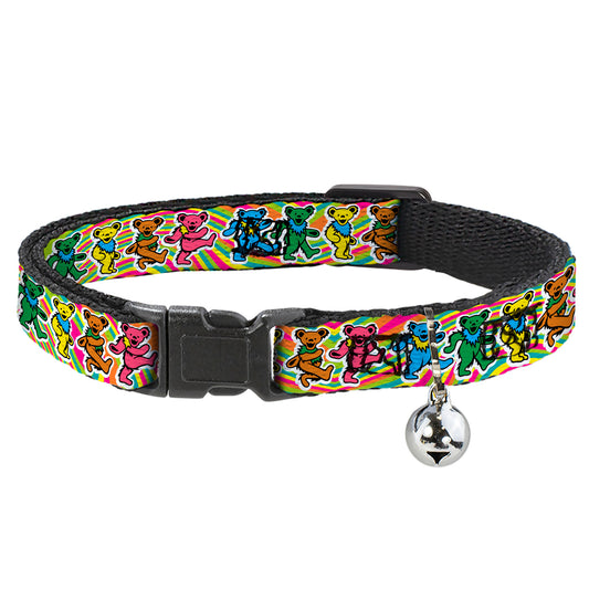 Breakaway Cat Collar with Bell - Grateful Dead Dancing Bears Swirl Multi Color