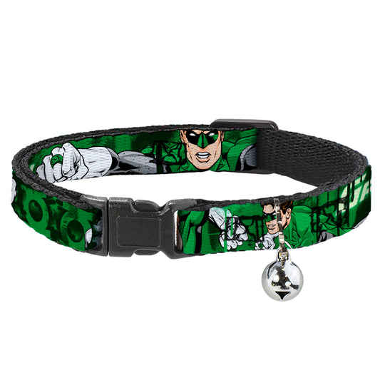 Cat Collar Breakaway - Green Lantern Green Glow w Text