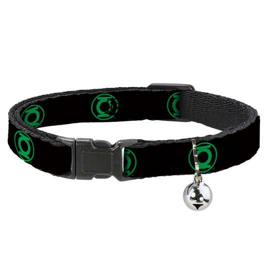 Cat Collar Breakaway with Bell - DC League of Super-Pets Green Lantern Logo Black Green