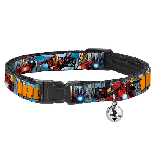 Cat Collar Breakaway - IRON MAN w Avengers Logo Cityscape