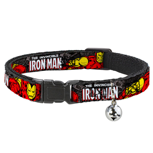 MARVEL COMICS Cat Collar Breakaway - THE INVINCIBLE IRON MAN Stacked Comic Books Action Poses