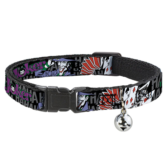 Cat Collar Breakaway - The Joker Pose Cards HAHAHAHA Black Gray