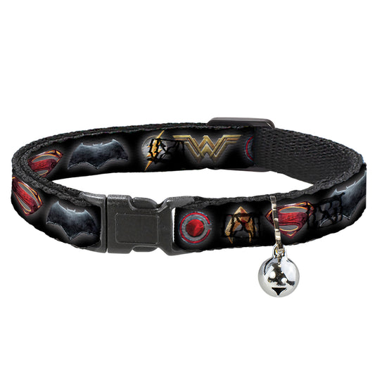 Cat Collar Breakaway - Justice League 2017 6-Superhero Icons Black