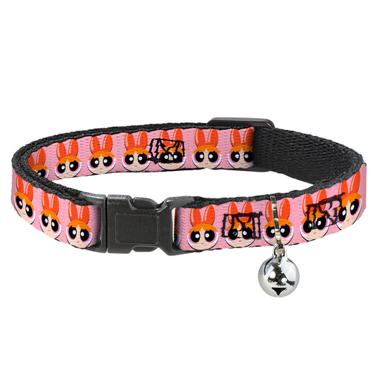 Breakaway Cat Collar with Bell - The Powerpuff Girls Blossom Face Close-Up Pink
