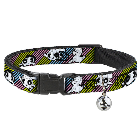 Breakaway Cat Collar with Bell - The Powerpuff Girls and Donny Stripe Black/Multi Pastel