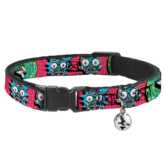 Cat Collar Breakaway - Rick and Morty Circuit Faces Portal Gun Pink
