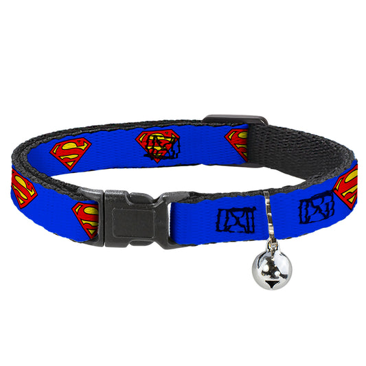 Cat Collar Breakaway - Superman Shield Blue