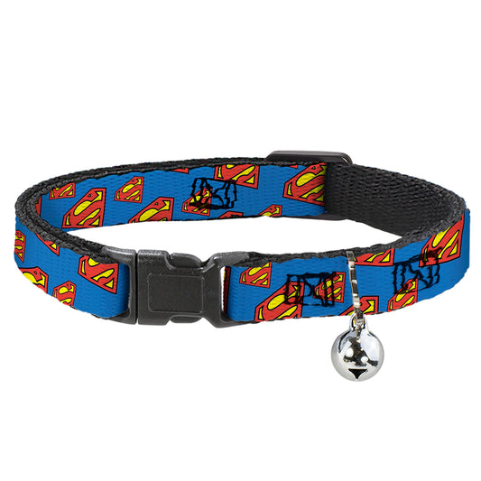 Breakaway Cat Collar with Bell - Super Shield Diagonal Royal Blue/Red