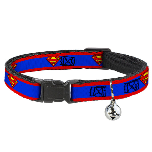 Cat Collar Breakaway - Superman Shield Stripe Red Blue
