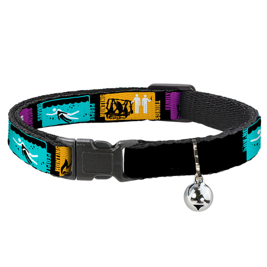 Cat Collar Breakaway - Supernatural SAVING PEOPLE-HUNTING THINGS-FAMILY BUSINESS Blocks Black Teal Gold Purple White