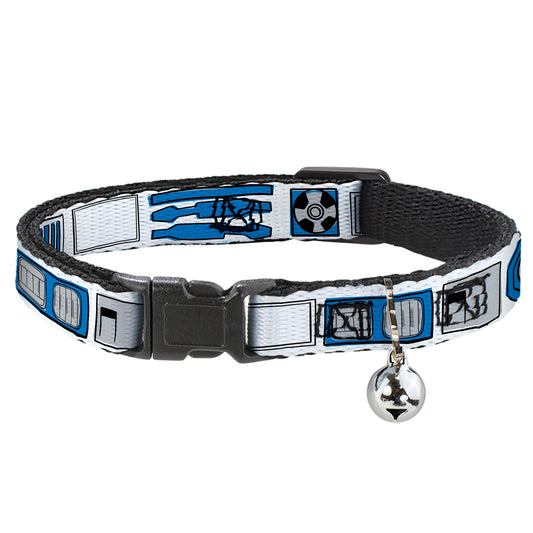 Cat Collar Breakaway - Star Wars R2-D2 Bounding Parts White Black Blue Gray Red