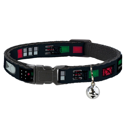 Cat Collar Breakaway - Star Wars Darth Vader Utility Belt Bounding3 Black Grays Reds Greens