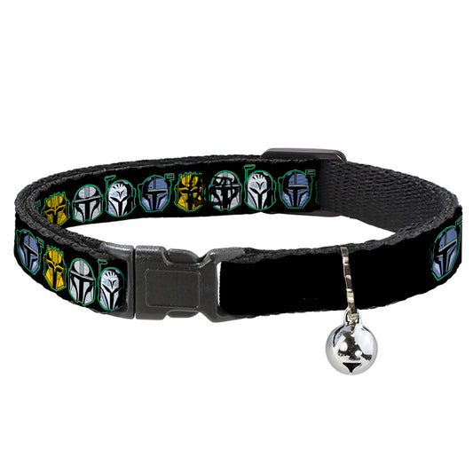 Breakaway Cat Collar with Bell - Star Wars the Mandalorian Helmets Black/Multi Color