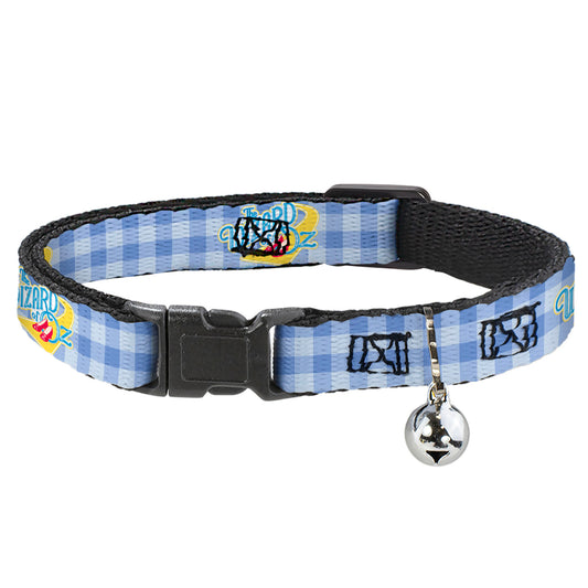 Breakaway Cat Collar with Bell - THE WIZARD OF OZ Logo Gingham Checker Blues