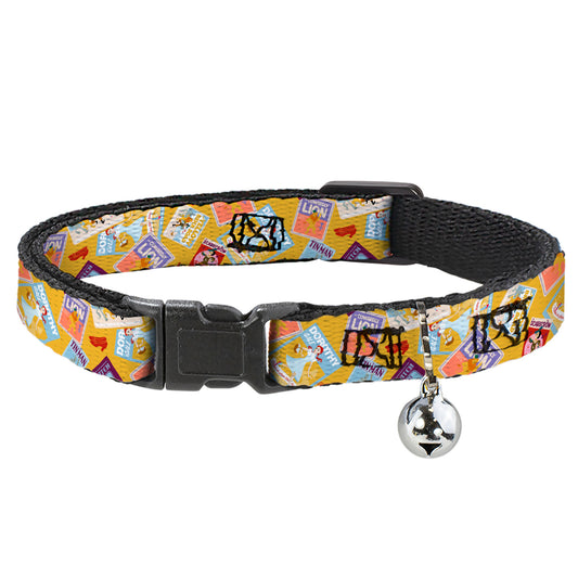 Breakaway Cat Collar with Bell - The Wizard of Oz Characters Scenes and Icons Collage Yellow