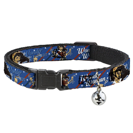 Cat Collar Breakaway - WONDER WOMAN Bombshell Pose Blue Red White