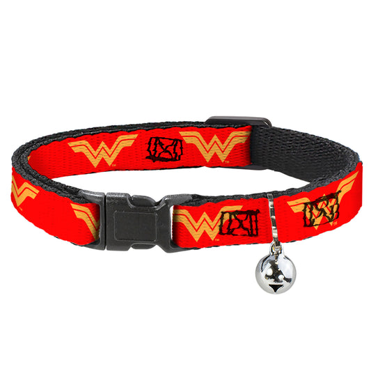 Cat Collar Breakaway with Bell - DC League of Super-Pets Wonder Woman Logo Red Yellow