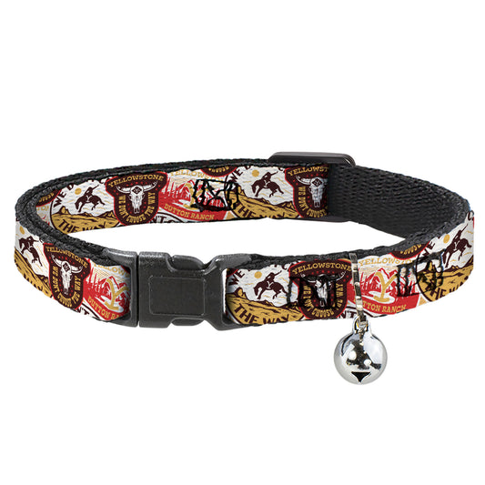 Breakaway Cat Collar with Bell - Yellowstone Patches Stacked Browns/Reds/Yellows