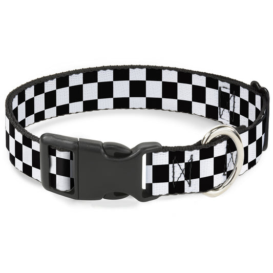 Plastic Clip Collar - Checker Black/White