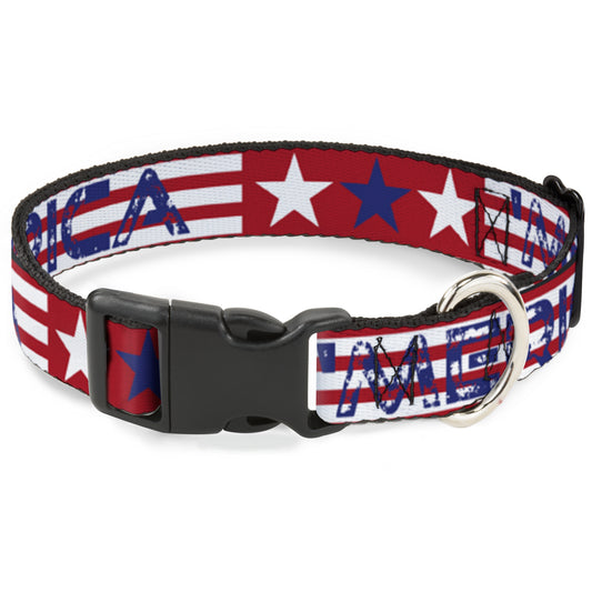 Plastic Clip Collar - 'MERICA Stripes/Stars Red/White/Blue