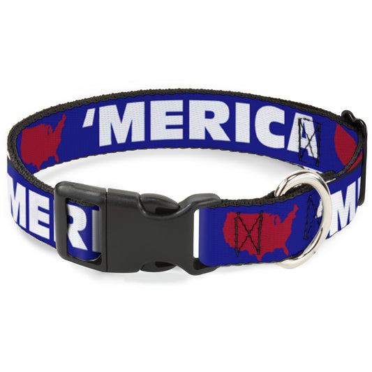 Plastic Clip Collar - 'MERICA/USA Silhouette Blue/White/Red