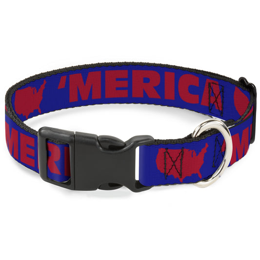 Plastic Clip Collar - 'MERICA/USA Silhouette Blue/Red