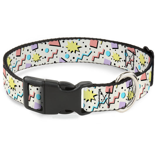 Plastic Clip Collar - 90s Nineties Grid Pattern Gray/Multi Pastel