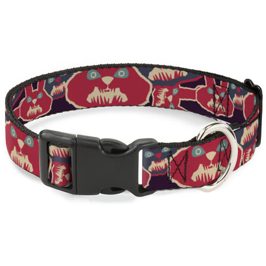 Plastic Clip Collar - Angry Bunnies CLOSE-UP Purple/Red/Blue