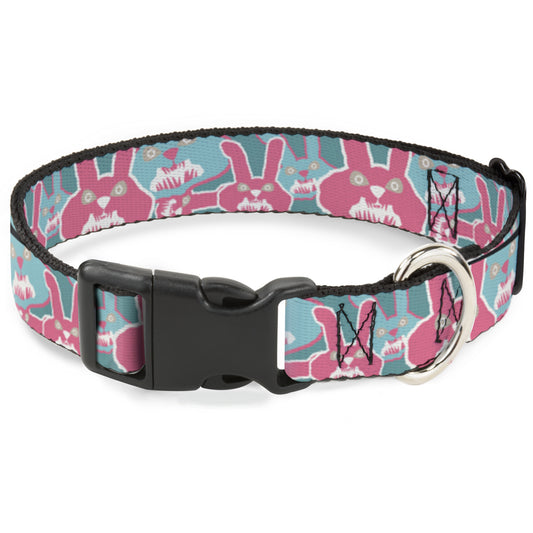 Plastic Clip Collar - Angry Bunnies Turquoise/Pinks