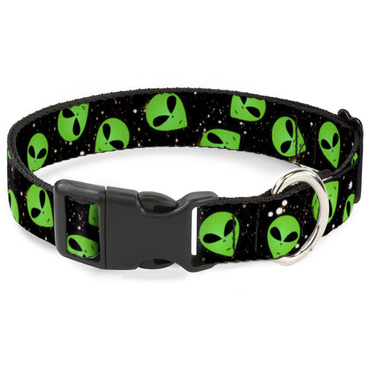Plastic Clip Collar - Aliens Head Scattered Galaxy2/Green/Black