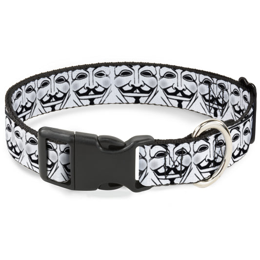 Plastic Clip Collar - Anonymous Face CLOSE-UP Repeat White/Black/Gray