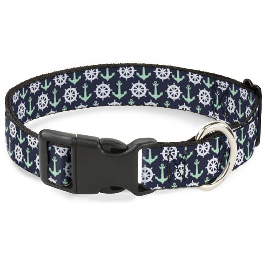 Plastic Clip Collar - Anchor2/Helm Monogram Navy/Turquoise/White