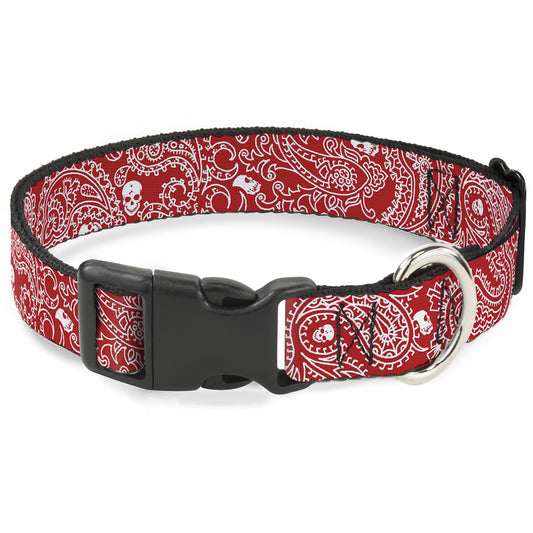 Plastic Clip Collar - Bandana/Skulls Red/White