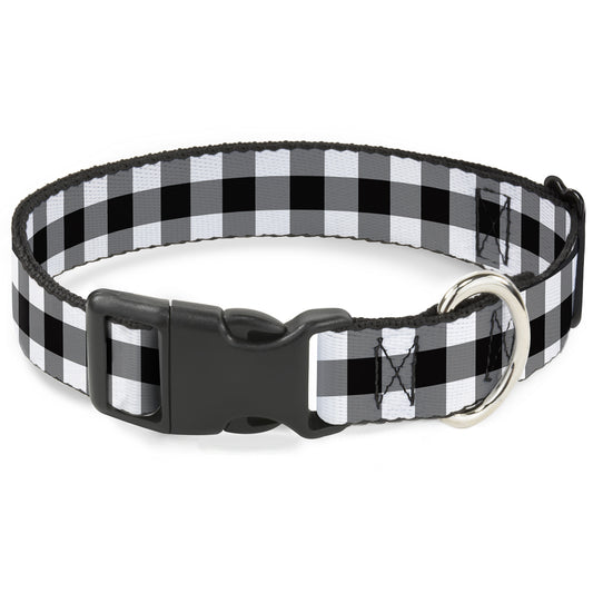Plastic Clip Collar - Buffalo Plaid Black/White