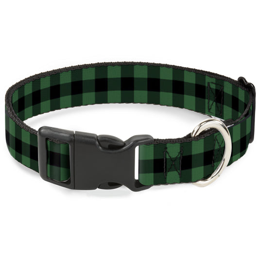Plastic Clip Collar - Buffalo Plaid Black/Green