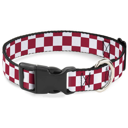 Plastic Clip Collar - Checker Crimson/White