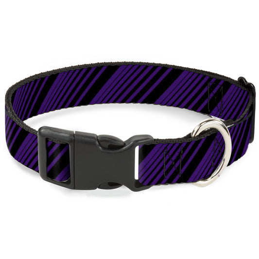 Plastic Clip Collar - Diagonal Stripes Purples