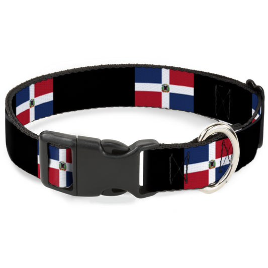 Plastic Clip Collar - Dominican Republic Flags/Black Blocks