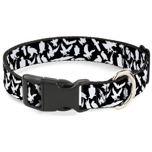 Plastic Clip Collar - Eagle Silhouettes Scattered Black/White