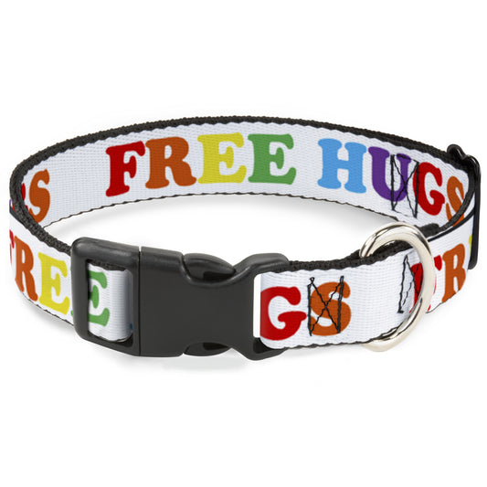 Plastic Clip Collar - FREE HUGS White/Multi Color