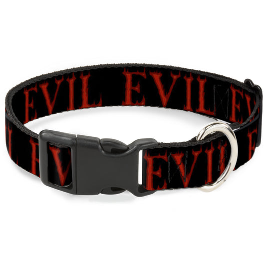 Plastic Clip Collar - Flaming EVIL Black/Red