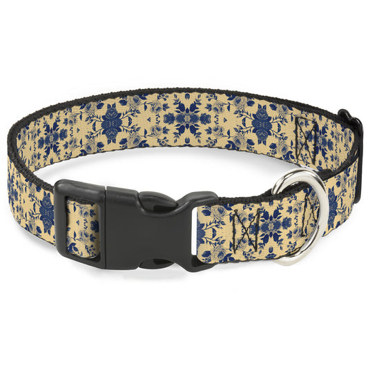 Plastic Clip Collar - Floral Collage Tan/Blue