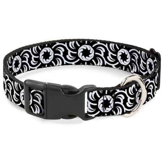 Plastic Clip Collar - Floral Pinwheel Black/White